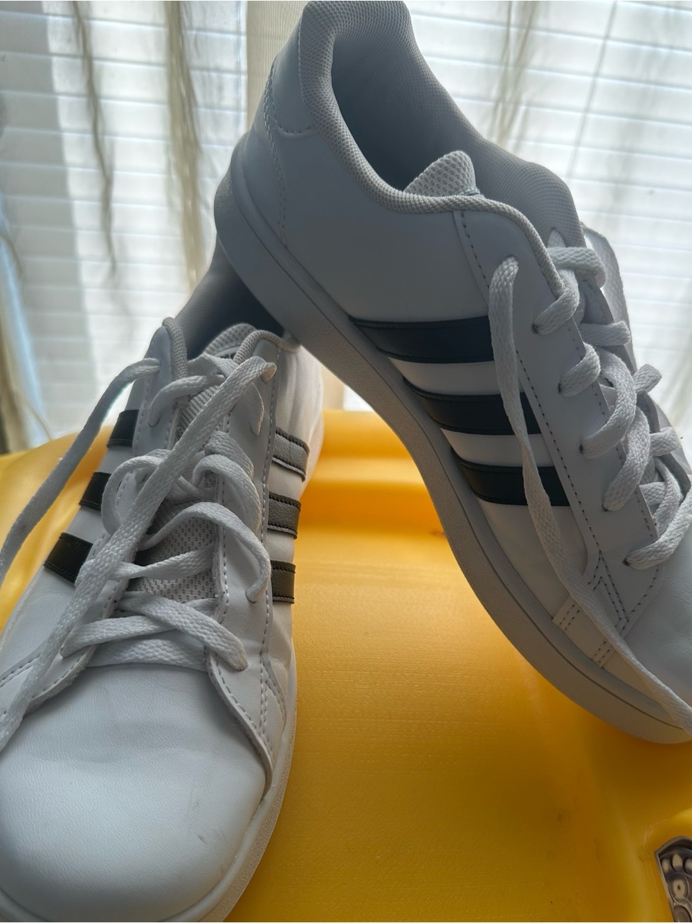 adidas White Sneakers with Black Three-Stripes